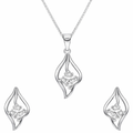 Silver Leaf Diamond Jewelry Set